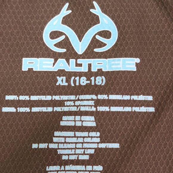 Realtree Boys Long Sleeve Camo Shirt Scent Control Size XL16-18 Stretch Vented - Picture 8 of 9